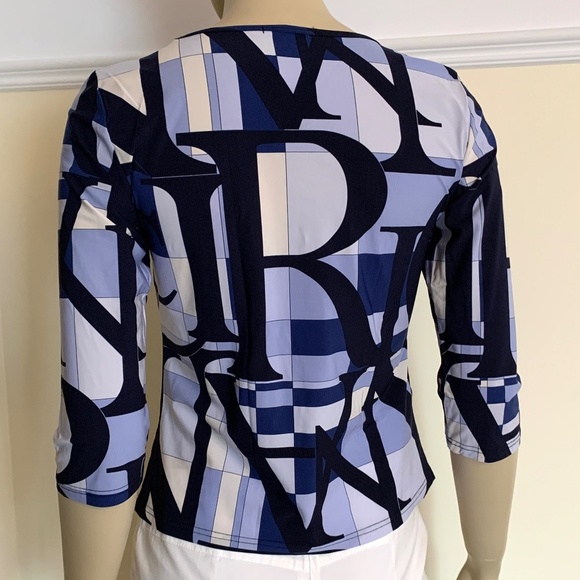 Nina Ricci Signature Monogram Top Nylon Blend Blue & Cream Made in Italy Sz 42 - Picture 7 of 9